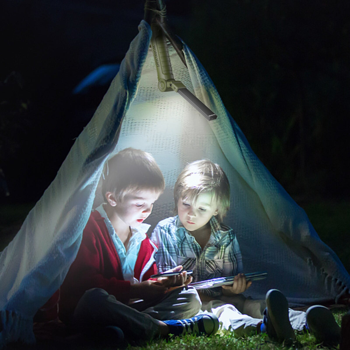 2PCS COB Working Light Outdoor Camping Flashlight Waterproof Torch Built-in Battery LED Lantern Linternas with Magnet Hook Lamp