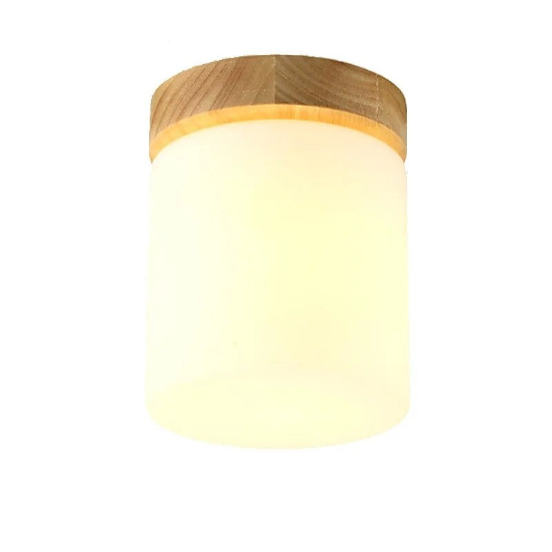 Nordic LED Ceiling Lamp Modern Wood Lights Glass Lamp shape Corridor Aisle Entrance Balcony Ceiling Light Cube Cylinder Luminaire
