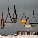 Modern Creative Restaurant Chandelier Nordic Bedroom Living Room Hotel Villa Leather Glass Chandelier