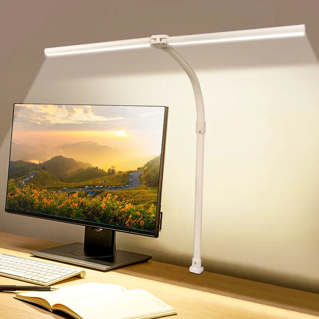 Double Head LED Desk Lamp EU/US Architect Desk Lamps Office 24W Brightest 5Color Modes and 5 Dimmable Eye Protection lamp