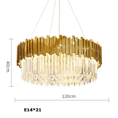 LED Gold Chrome 2 Layer Crystal Ceiling Chandeliers 2023 New Trend Lighting Lustre Suspension Luminaire Lamp For Living Room