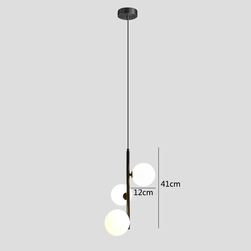 Nordic Modern Glass Ball LED Pendant Lights Brass/Black Bedroom Bedside Hanging Lamp for Living Room Home Decor Lighting Fixture