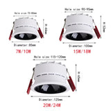 Dimmable Anti Glare Recessed Led COB Ceiling Downlight Lamp 7W 10W 15W 18W 24W Spot Light Fixtures Indoor Home Lighting