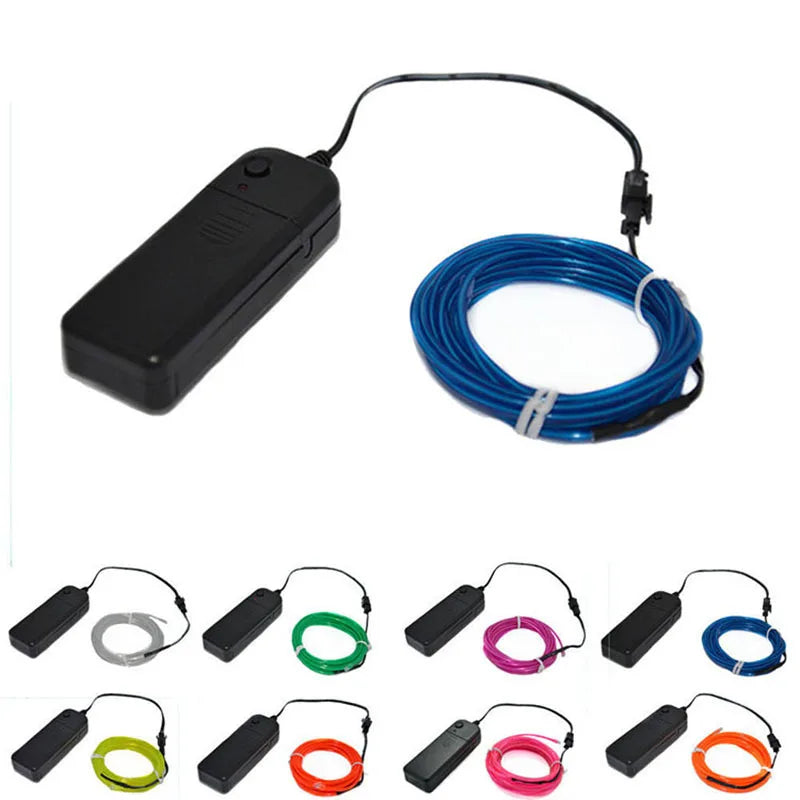 10/5/3/1M EL Wire Light Strip Battery USB Switch Neon Glowing String Lights DIY Rope Tube Halloween Blacklight Multicolor Decor