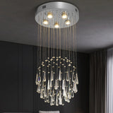 Crystal Droplight Led Pendant Light Modern Loft Stairs Chandelier Hanging Lustre Ceiling Lamp Home Appliance Decor Fixture