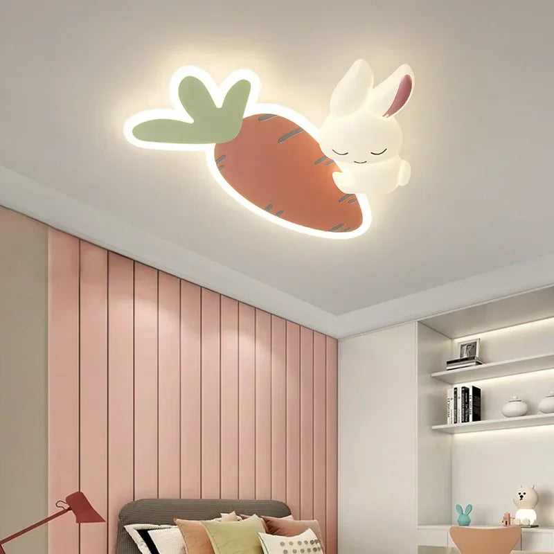 Modern Cute Children's Room Ceiling Lights LED White Rabbit Light Simple Cartoon Princess Room Little Girl Bedroom Decor Ceiling