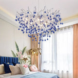 Light luxury living room pendant light creative girl pink branch shaped hall pendant branch water droplet restaurant