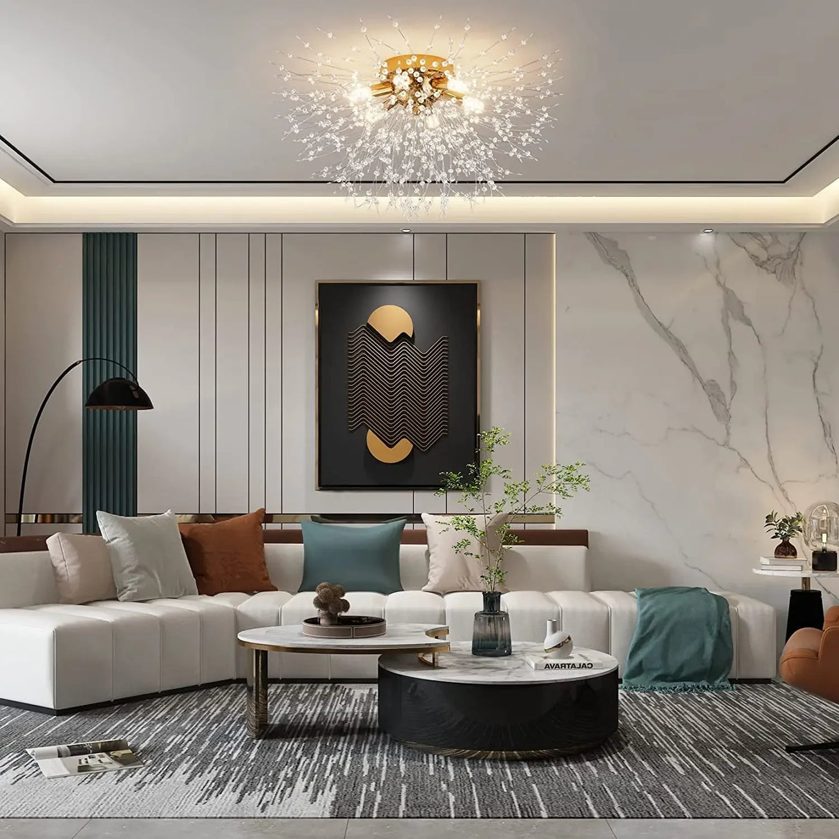 Modern Luxury Living Room Crystal LED chandelier Dandelion Firefly Bedroom Light Lighting Ceiling Pendant Lamp Home Decoration