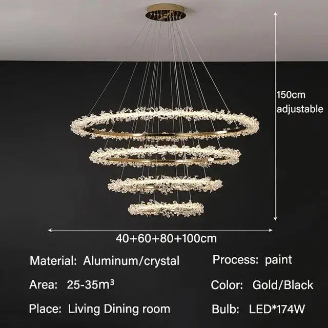 Modern Luxury Crystal LED Chandelier - Minimalist Pendant Light for Living Room
