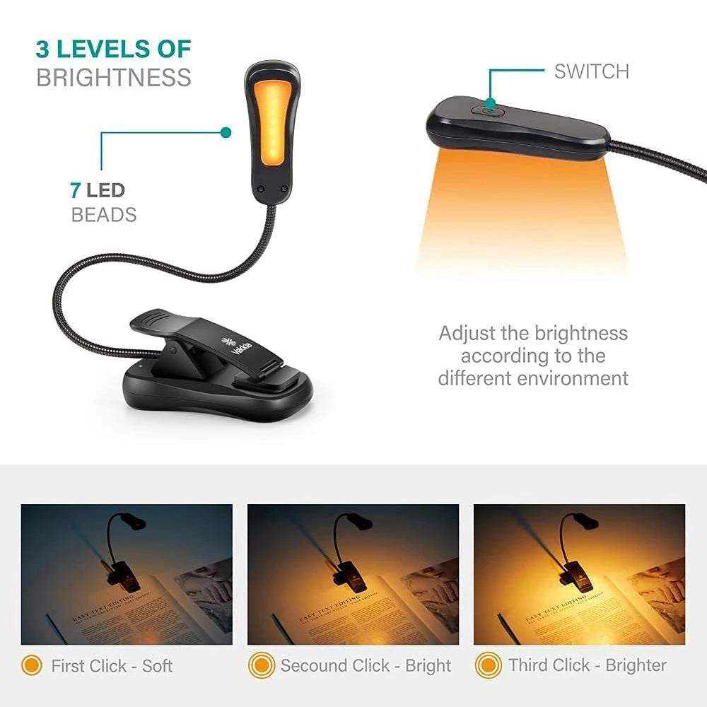 Rechargeable 9 Led Eye-Care Book Light,Blue Light Blocking Reading Light 3 Levels,4200K for Strain-Free, Healthy Eyes