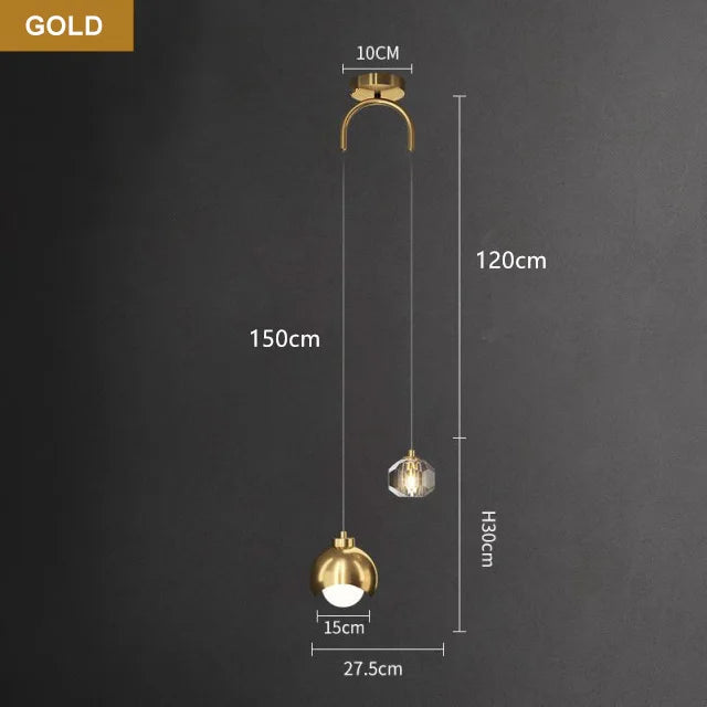 Nordic Luxury Crystal LED Chandelier Double Head Long Line Hanging Lamp For Home Decors Restaurant Bar Bedroom Pendant Lights