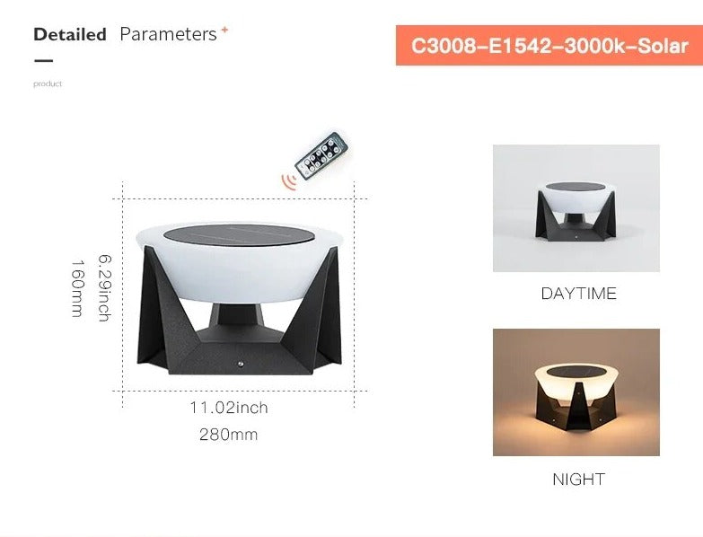 VZVI Solar Lights Outdoor Garden Light Column Lamps Post Light Waterproof Fence Gate Cap Light Lantern Head Lamp Patio Decor