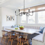 6-Light Iron Chandelier Black Farmhouse Chandelier Classic Candle Ceiling Pendant Light Fixture for Kitchen Island Dining Room