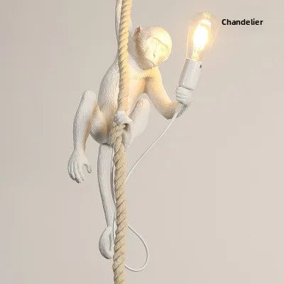 Nordic Resin Monkey Wall Lamp, Creative Animal Rope Light for Kids Room, Restaurant, Bar & Corridor Decoration