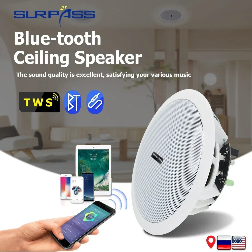 Waterproof Built In Digital Class D Amplifier Bluetooth-compatible Ceiling Speaker 10W 6inch Active LoadSpeaker for Indoor Audio