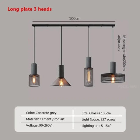Industrial LED Pendant Light Retro Multi head Cement Hanging Fixture Living Room Bedroom Illumination Bar Dining Room Decors Lamp