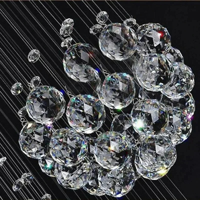 Modern Crystal Ceiling Chandelier Decoration High Spiral Large Raindrop Flush Mount Fixture Lamps Living Room Hall Led Lights