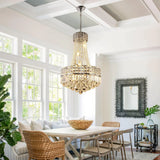Chrome Modern Crystal Chandeliers Light Fixture,6-Light Empire Style K9 Crystal Chandeliers for Entryway