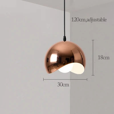 Nordic Rose Gold Pendant Lights Plated Metal Hanging Lamp Fixtures Dining Room Kitchen Island Bar Café's Indoor Decors Lighting E27