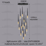 New Luxury Chandelier Nordic Conical Light Modern Living Room Duplex Attic Long Pendant Light Villa Staircase LED Pendant Light
