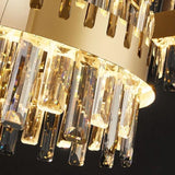 Luxury Double-Layer Round Crystal Chandelier (Golden Finish) - Modern Tiered Ceiling Pendant Light Fixture for Living Room, Bedroom & Dining Room