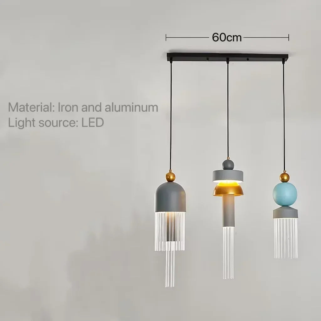 Danish Designer Nordic Modern Simple Macaron Tassel Chandelier for Restaurant Bedroom Bedside Clothing Store Bar