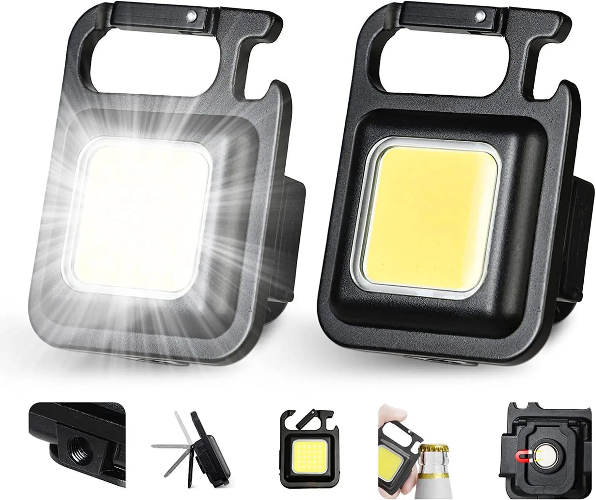 Mini LED 500mah Cold White Work Light Portable Pocket Flashlight Keychains USB Rechargeable For Outdoor Camping Small Corkscrew