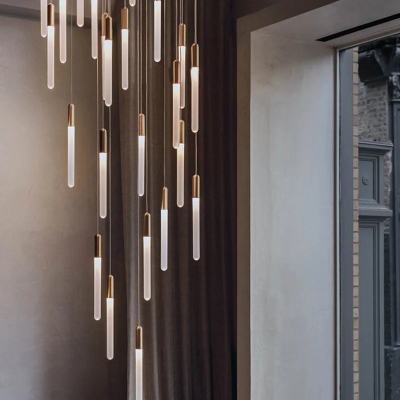 Nordic Staircase Chandelier Ceiling Lamp Minimalist Gold Or Black Living Room Kitchen Light Villa Designer Pendant Lights Lamps