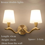 American Modern Style Wall Lamp Interior Lighting Fixtures Indoor Aisle Lamp All Bronze Antlers Decorative Lights For Bedroom