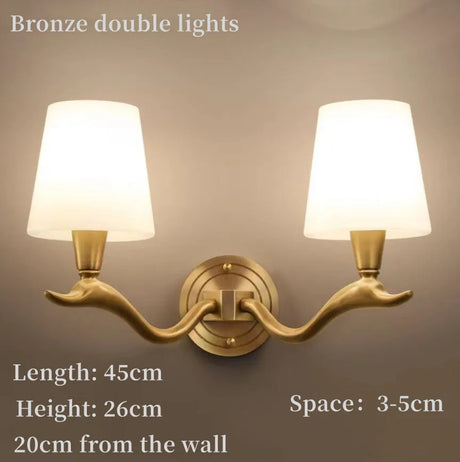 American Modern Style Wall Lamp Interior Lighting Fixtures Indoor Aisle Lamp All Bronze Antlers Decorative Lights For Bedroom