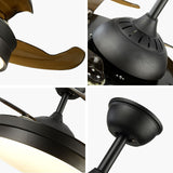 Modern Home Decor Retractable Ceiling Fans with LED Light Chandelier Ceiling Fan 3 Colors 3 Speeds 4 Invisible Blades