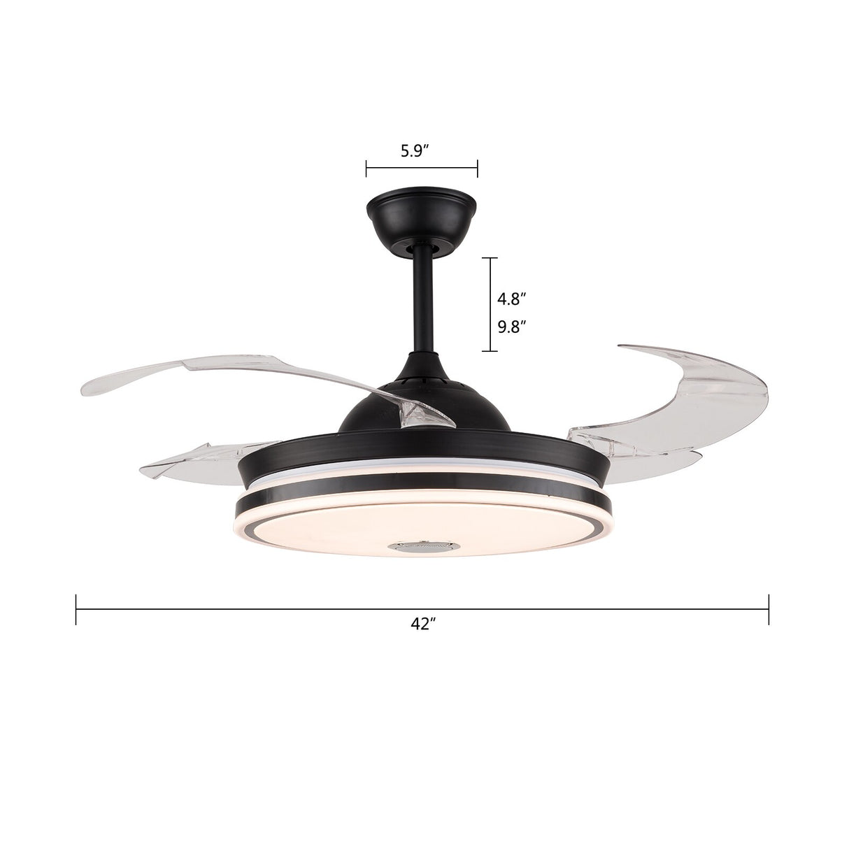 Multifunction Ceiling Fan with Light LED Ceiling Fan Chandelier with Remote Control Modern Retractable Fan Light for Home