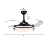 Multifunction Ceiling Fan with Light LED Ceiling Fan Chandelier with Remote Control Modern Retractable Fan Light for Home