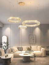 Luxury Design Gold Crystal LED Chandelier K9 Crystal Dimmable Pendant Light for Living Room Bedroom Hotel Villa Decor