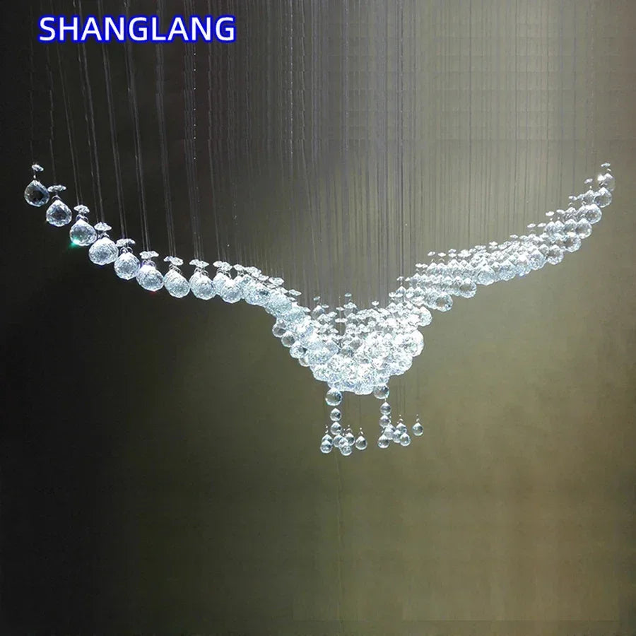 New Eagles Luxury Design Living Room LED Lights Crystal Lamp Crystal Chandelier Modern Lighting Luster L100*W55*H80cm 110 V-220v