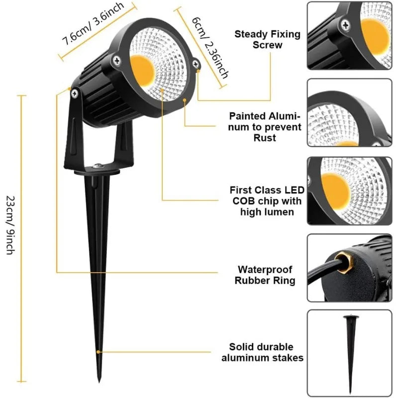 Low Voltage Landscape Lights LED Landscape Lighting, 5W 12V Flags Outdoor Landscape Spotlights with Stakes