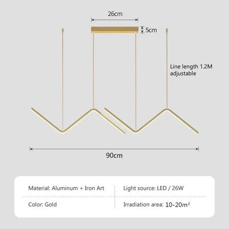 Modern LED Pendant Light Nordic Gold Hanging Chandelier For Tubular Restaurant Kitchen Office Coffee  Indoor Decorative Lamps