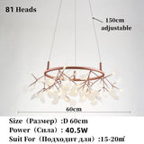 Nordic Chandelier Modern Luxury Living Room Kitchen Firefly Led Ceiling Pendant Lamp Indoor Creative Children's Room Ring Lights