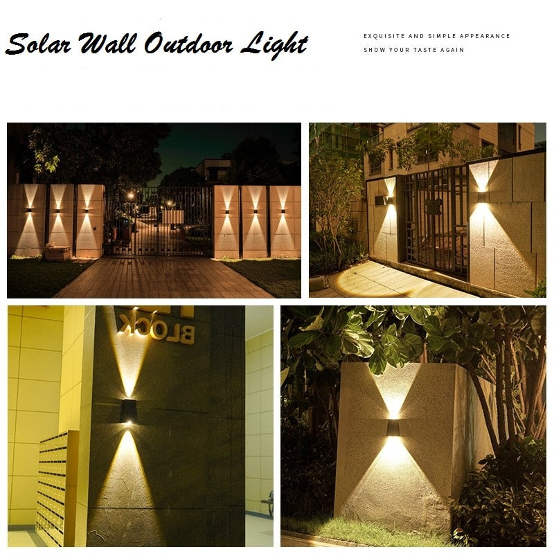 LED Solar Wall Light Up And Down Solar Lamp Outdoor Waterproof for Garden, Villa, Courtyard Porch, Landscape Decorative Luminous