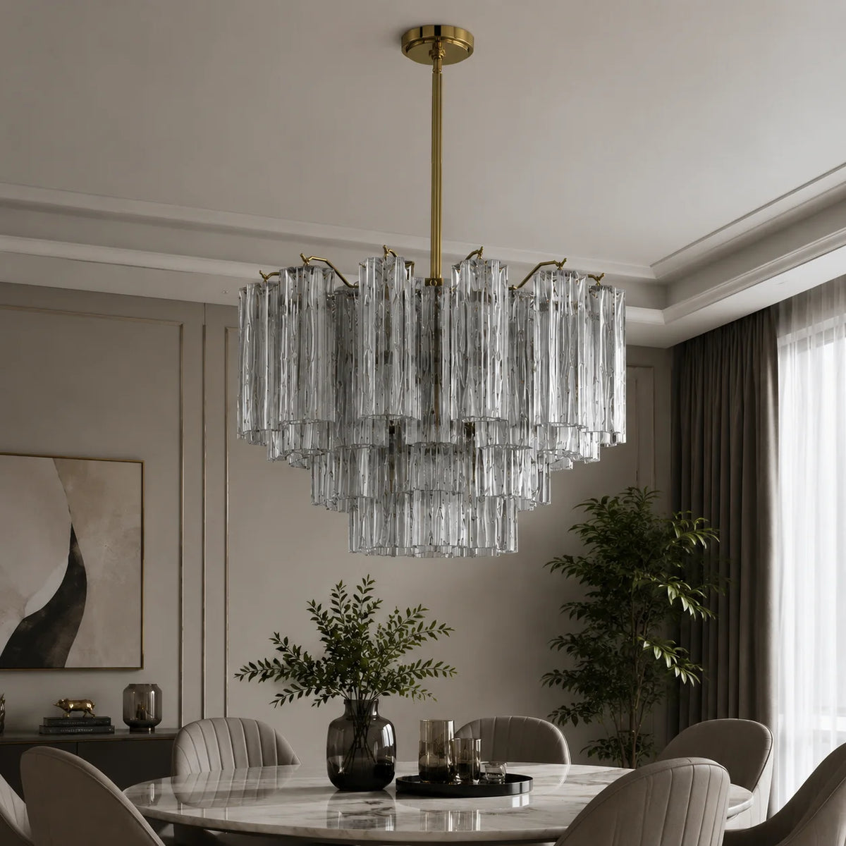 Italian Murano Glass Chandelier Pendant Light - Luxury Handblown Ceiling Hanging Lamp Fixture for Living Room, Hotel, Restaurant & Dining Room Decor