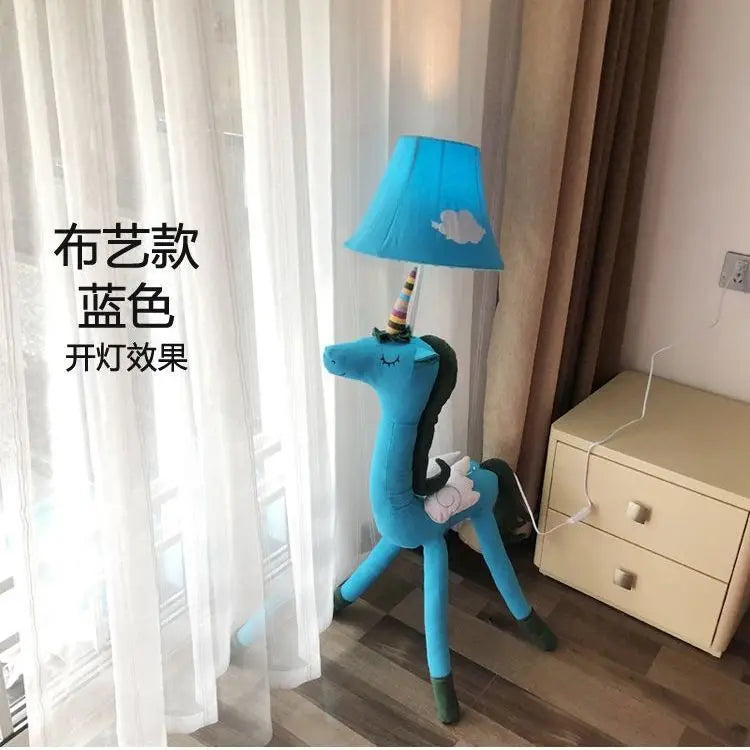 Dreamy Unicorn Floor Lamp with Adjustable Wooden Legs - Dimmable Standing Accent Light for Girls' Bedroom & Kids' Room Decor