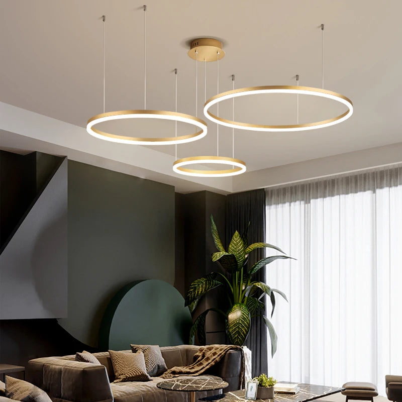 Modern living room LED circular ceiling pendant light indoor lighting study bedroom light circular hanging light home decoration
