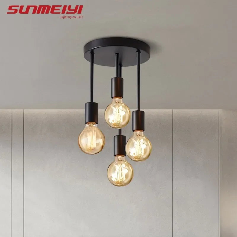 E27 Bulb Modern LED Ceiling Light Black - Energy Saving, Living Room, Bedroom, Kitchen, Easy Installation, Bulb