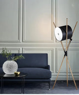 Modern Walnut Triangular Floor Lamp Drum Vertical Solid Wood Study Bedroom Bedside Table Living Room Home LED High-end Deco