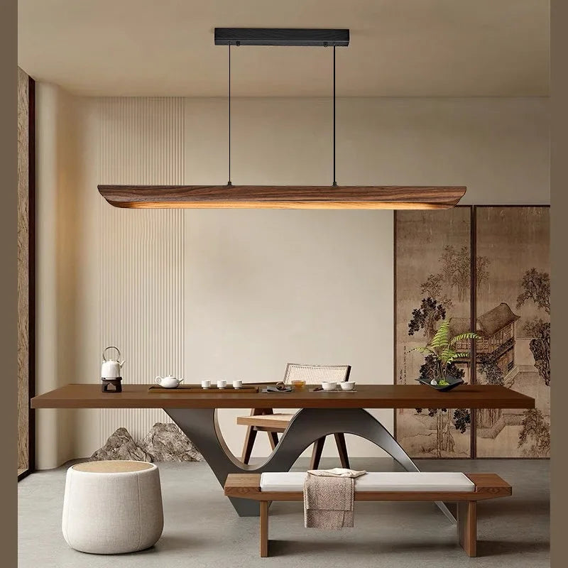 Designer Of The Hanging Lamp In The Tea Room Solid Wood Vintage Style Restaurant Bar Counter Minimalist Study Single Strip Lamp