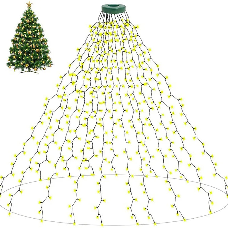 Outdoor Led Christmas Tree Decorations Garland Lights Twinkle String Light 8 Modes Waterproof Christmas Star Topper Fairy Lights