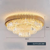 Modern round square layered crystal chandelier black gold luxury Led ceiling lamp living room main lamp villa foyer lighting