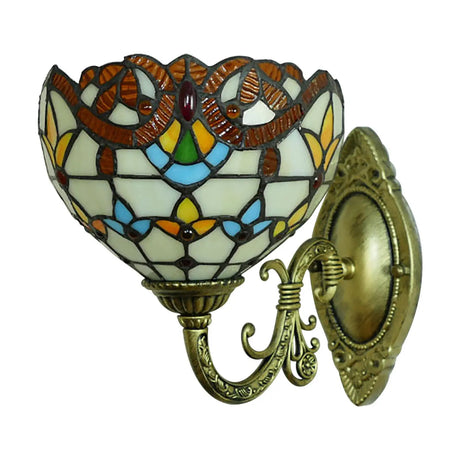 Tiffany Style Wall Lamp Vintage Stained Glass Sconce Home Decors Single Head Mediterranean Wall Light Indoor Lighting Fixture