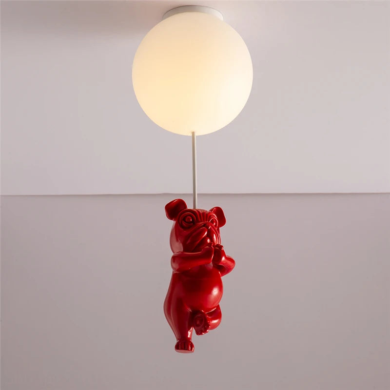 Nordic Cartoon Balloon Ceiling Lamp Creative Warm Resin Animal Dog Ceiling Chandelier Children's Room Bedroom Living Room Decor