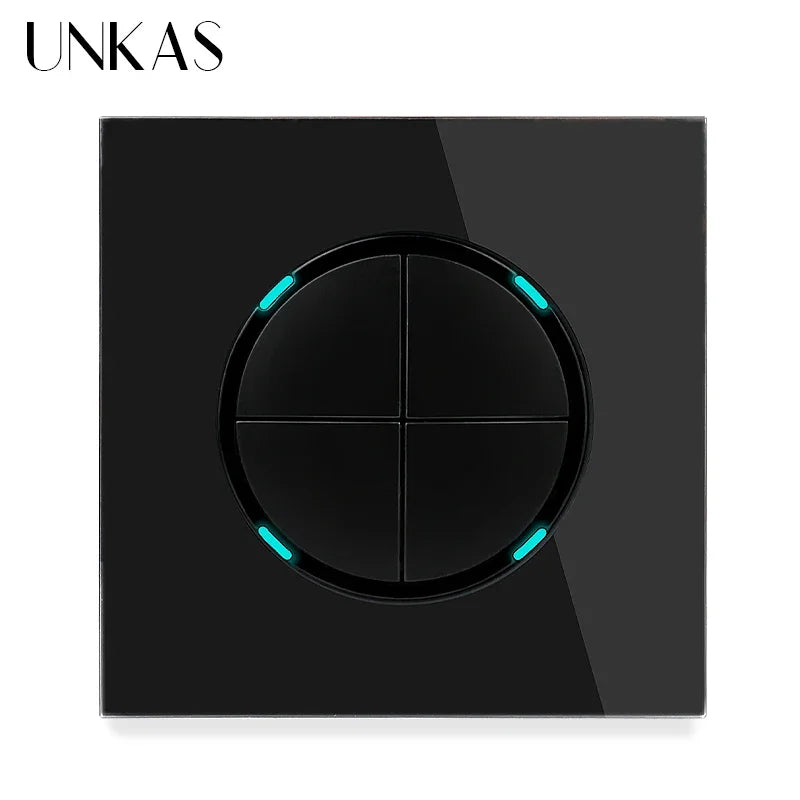 Modern 2-Way Pass Through Light Switch - Gray Glass Panel with LED Indicator